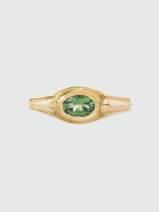 'Aeni' ring :: Mid green tourmaline :: Ready to ship