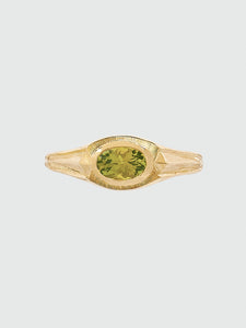 'Aeni' ring :: Yellow green tourmaline :: Ready to ship