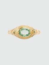 Load image into Gallery viewer, &#39;Sunya&#39; ring :: Sea foam tourmaline with side stones :: Ready to ship
